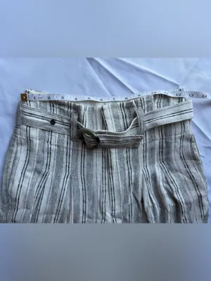 Anthropologie Ett:Twa Mauritius Paperbag Waisted Belted White Black Pants Size 0 thumbnail 7