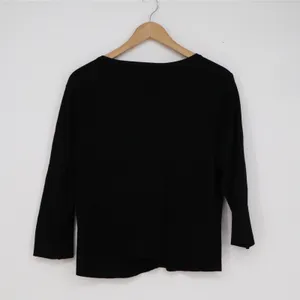 Womens Black V-Neck Button Front Cardigan 3/4 Sleeve Silver Dome Buttons thumbnail 4