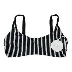 Tori Praver‎ Deja Striped Bikini XS Swimsuit Black White Top thumbnail 7
