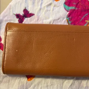Lauren Ralph Lauren Tan Leather Continental Wallet with Silver Plaque thumbnail 4