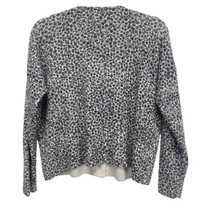 Madewell women's cropped ditsy floral ivory black sweater cardigan sz S 3 button thumbnail 2