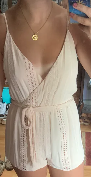 American Eagle Baby Pink Lace Romper thumbnail 1