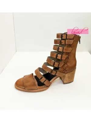 FREEBIRD by Steven NEW Country Natural Leather Buckles Edgy Cut-Outs Cutouts Low Sandals thumbnail 2