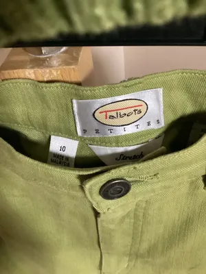 Talbots Apple Green Monochrome Set Diamond Textured Knit Shell and Petite Stretc thumbnail 3