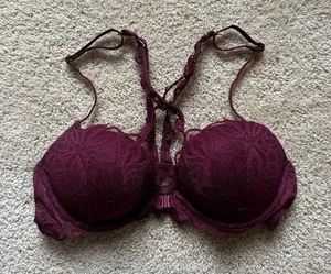 Victoria Secrets Pink WEAR EVERYWHERE PUSH-UP BRA in Maroon Lace thumbnail 1