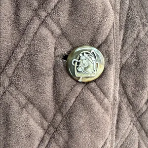 brown faux suede quilted barn jacket Lauren Ralph Lauren equestrian buttons XL thumbnail 8