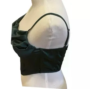 Urban Outfitters Green Satin Corset Crop Top Bustier Zip Back S Sexy Edgy thumbnail 5
