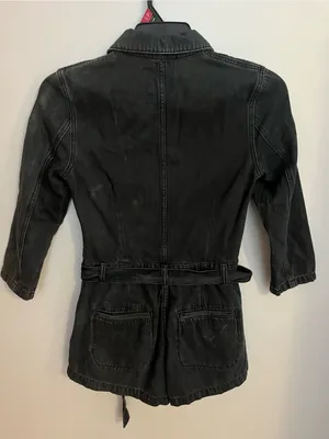 Free People Black‎ Denim Romper with Front Zip thumbnail 2