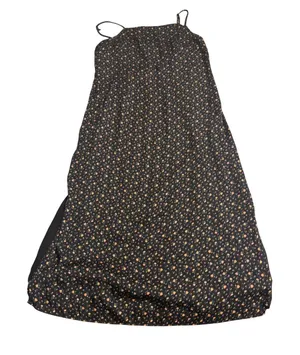 American Eagle‎ Black Floral Midi Dress Size L Square Neck Back Cutout Slit Boho thumbnail 1