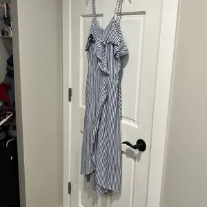A New Day Blue and White Striped Midi Dress Size Medium with Pockets thumbnail 3