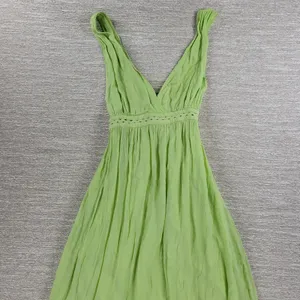Scotch & Soda Tiered Maxi Dress Womens M Green Deep V Neck Cross Back thumbnail 8
