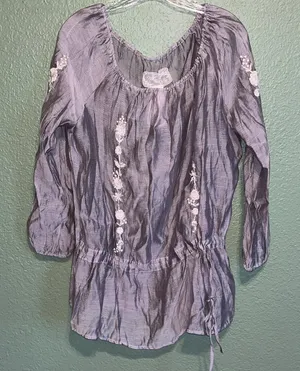 NEW Nick & Mo Anthropologie Elegant Floral embroidered boho top NWT thumbnail 1