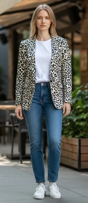 J.Crew Leopard‎ Print Linen-Blend Going-Out Blazer - Size 6 Neutral Animal Print thumbnail 1