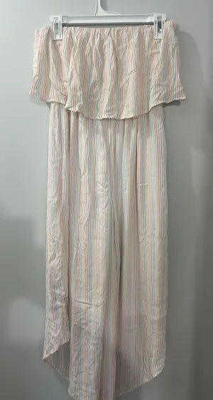 Japna Off-Shoulder Stripe Jumpsuit in Pastel Multi thumbnail 1