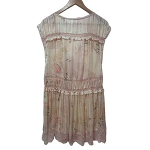 Free People Spring Fling Mini Dress Medium Pink Lace Boho Floral Cottagecore thumbnail 5