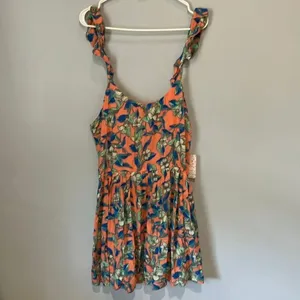 Free people Dear You Floral Mini Dress Ruffle Straps Large NEW #785 thumbnail 6