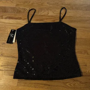 Byer California Black Sequin Camisole Top Vintage Y2K Spaghetti Strap NWT‎ Large thumbnail 5