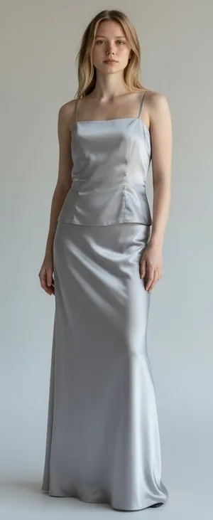 Handmade Shimmery Silver Skirt & Tank Top Set thumbnail 1