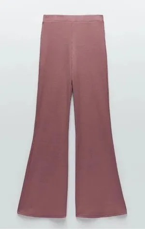 Zara ribbed high waist wide leg‎ pants thumbnail 1