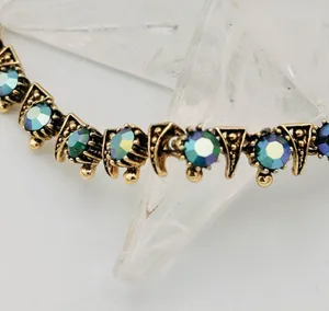 Vintage Blue/Green Borealis Crystal Rhinestone Dainty Necklace thumbnail 7