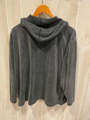 Liz Claiborne Cute charcoal gray velour soft casual herringbone hoodie sweatshirt pocket thumbnail 6