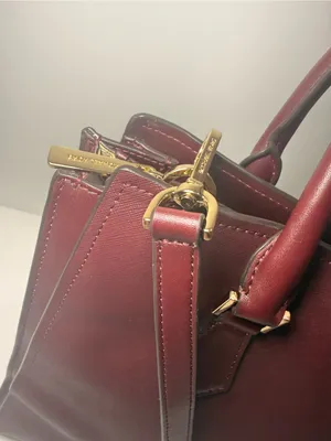 Michael Kors Wine Saffiano Leather Satchel with Gold Hardware thumbnail 3