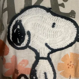 Peanuts Snoopy Take It Easy Crop Tee Size S Textured Graphic Boho thumbnail 2