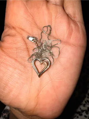 Vintage Designer JWBR Diamond Heart 10K Gold Sterling Silver Chain Necklace thumbnail 6