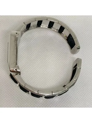 Geneva silver black tone women’s watch 20mm quartz cuff bracelet size 7” running thumbnail 8