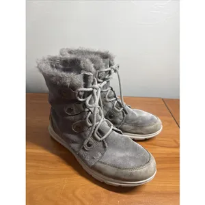 Sorel Women's Gray Suede Leather Explorer Joan Winter Boots Size 10 Lace Up thumbnail 4