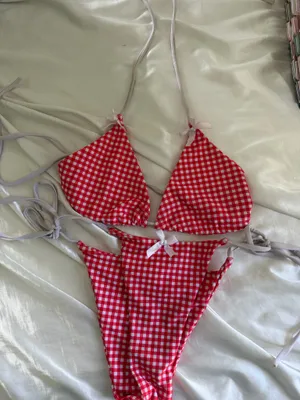 Red White Bikini Shein thumbnail 1