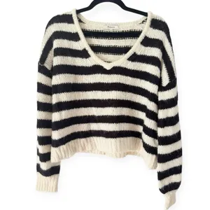 Madewell Ballon Sleeve Pullover Striped Sweater Size Small Alpaca Wool thumbnail 3