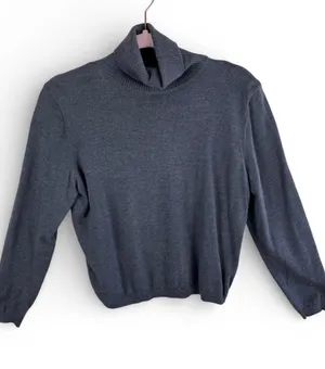Pendleton Vintage Womens Petite Medium Dark Grey Merino Wool Turtleneck Sweater thumbnail 1