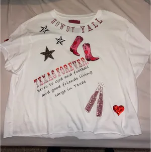 Boutique cropped Texas T shirt White thumbnail 1