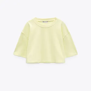 NWT ZARA LIME GREEN RELAXED FIT CROPPED TOP LARGE Butter Yellow thumbnail 7