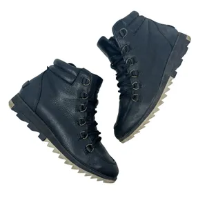 Sorel Harlow Lace‎ Waterproof Leather Boots Black Women's 6.5 NL3399 thumbnail 1