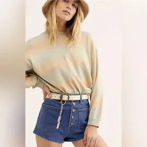 Free People We the Free Bridgette Exposed Button Fly‎ High Rise Denim Shorts 28 thumbnail 6