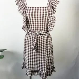 TOPSHOP Gingham Ruffle Mini Dress Sz‎ 8 thumbnail 5