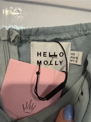 Off-Shoulder NWT Hello Molly Sage Green Ruched Mini Dress‎ thumbnail 3