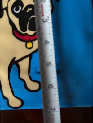 Marc Tetro Pug Dog Blue Vinyl Zip Pouch with Striped Lining thumbnail 6