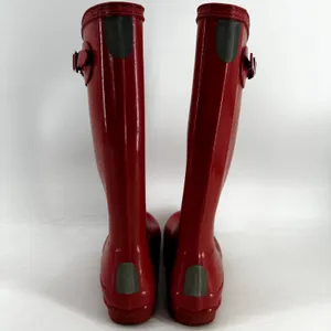 Hunter Original Tall Gloss Rain Boots Buckle Waterproof Rubber Military Red 5 thumbnail 5