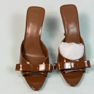 AAJ By Aminah Size-10M Womens Giselle Tan Bow Mule Dress Sandals‎ thumbnail 4