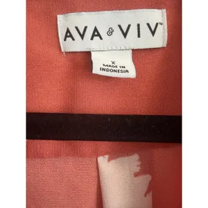 AVA & VIV Plus Size Orange Floral Dress Midi Belted‎ Pockets 1X thumbnail 6