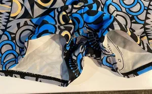 1 piece blue design swimsuit with connected swim shorts thumbnail 4