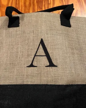 Monogrammed Letter “A” Tote Set - Large Bag W/ Removable Straps & Makeup Pouch thumbnail 4