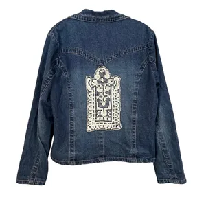 Keren Hart‎ Denim Blazer Lace Jacket Women's Medium Y2K Vintage 80s Cottagecore thumbnail 2