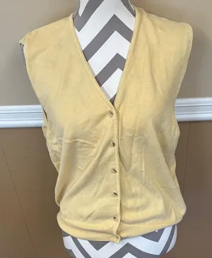 Lands' End vintage Mustard Button-Up Vest thumbnail 1