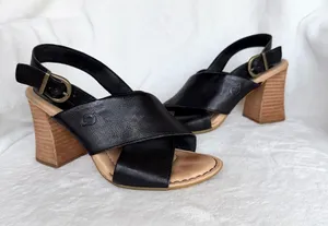 Born Women's Tessa Leather Heel Sandal in Black Size 6 EUC thumbnail 1
