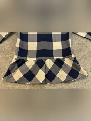 Women’s Southern Tide 3/4 sleeve Navy and White Gingham Peplum Top Size Medium thumbnail 7