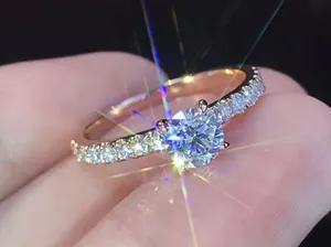 Beautiful Gold Electroplated CZ Ring Size 8 thumbnail 1